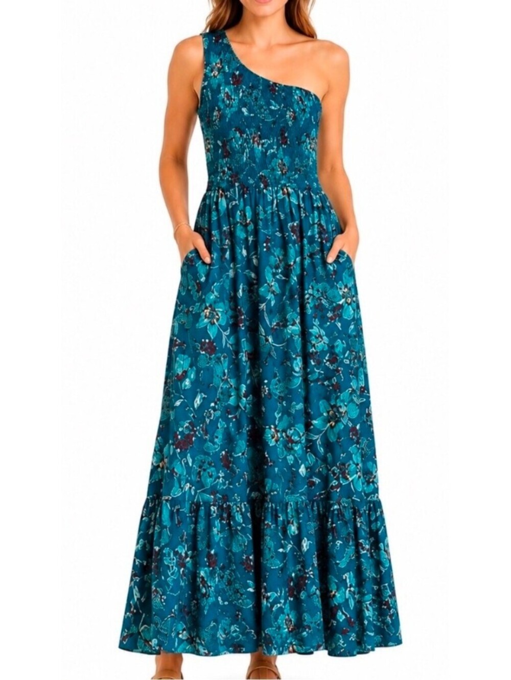 Anthropologie Band of the Free One-Shoulder Floral Dress